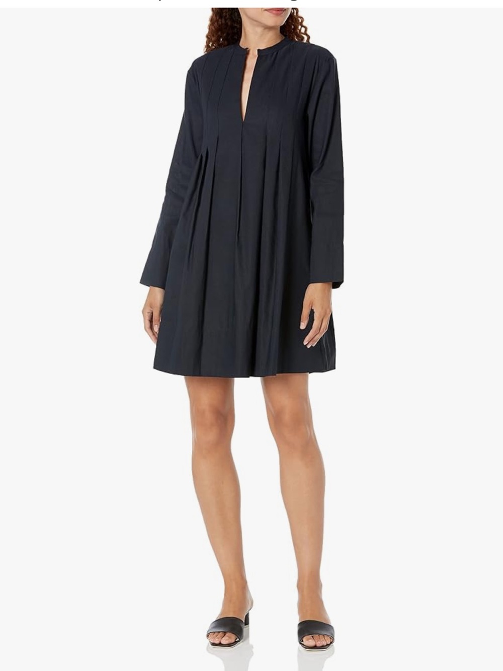 NWT Vince Trapeze Pleats Long Sleeve Dress in Coastal Blue